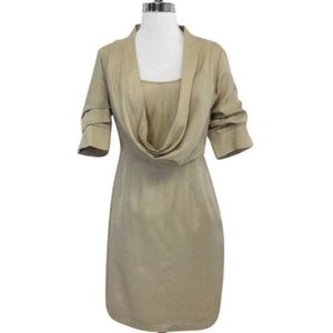 NWOT Ali Ro Cotton Blend Cowl Neck Beige Dress size 2